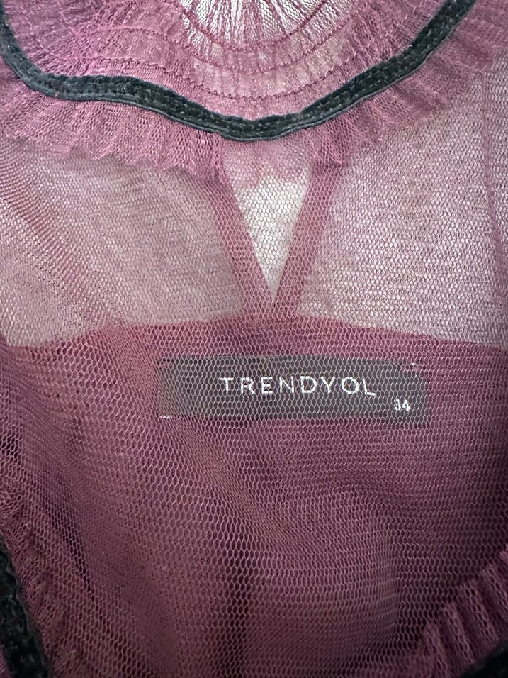 Mor Uzun Kollu Midi Gotik Elbise - Görsel 3