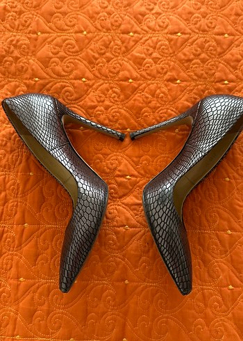 Siyah Yılan Desenli Stiletto Topuklu Ayakkabı - Görsel 3