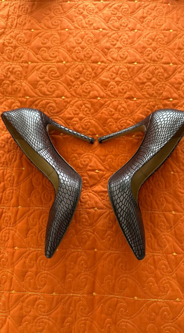 Siyah Yılan Desenli Stiletto Topuklu Ayakkabı - Görsel 3