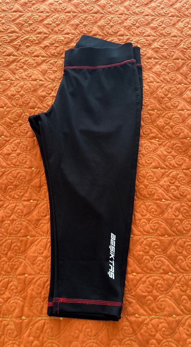 Kadın Siyah Streetwear Midi Tayt - Görsel 3