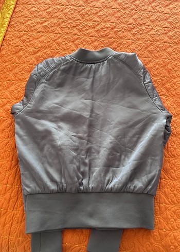 Gri Kadın Fermuarlı Street Wear Ceket - Görsel 3