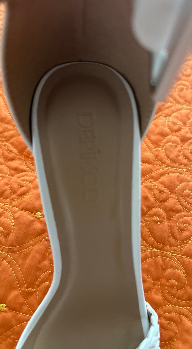 Beyaz Örgü Detaylı Kadın Topuklu Sandalet - Görsel 3