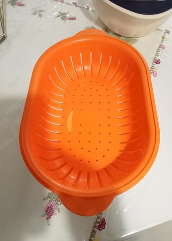 Beden turuncu Renk Turuncu Renkli Plastik Süzgeç ve Kapak Seti