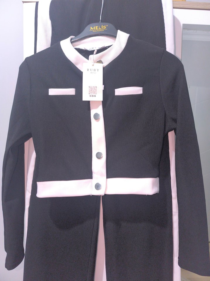 Düğmeli Siyah Kadın Ofis Takımı - Görsel 2