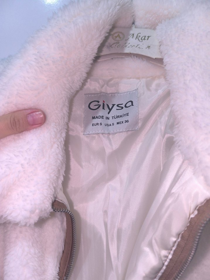 Kürklü Beyaz Peluş Ceket - Görsel 2