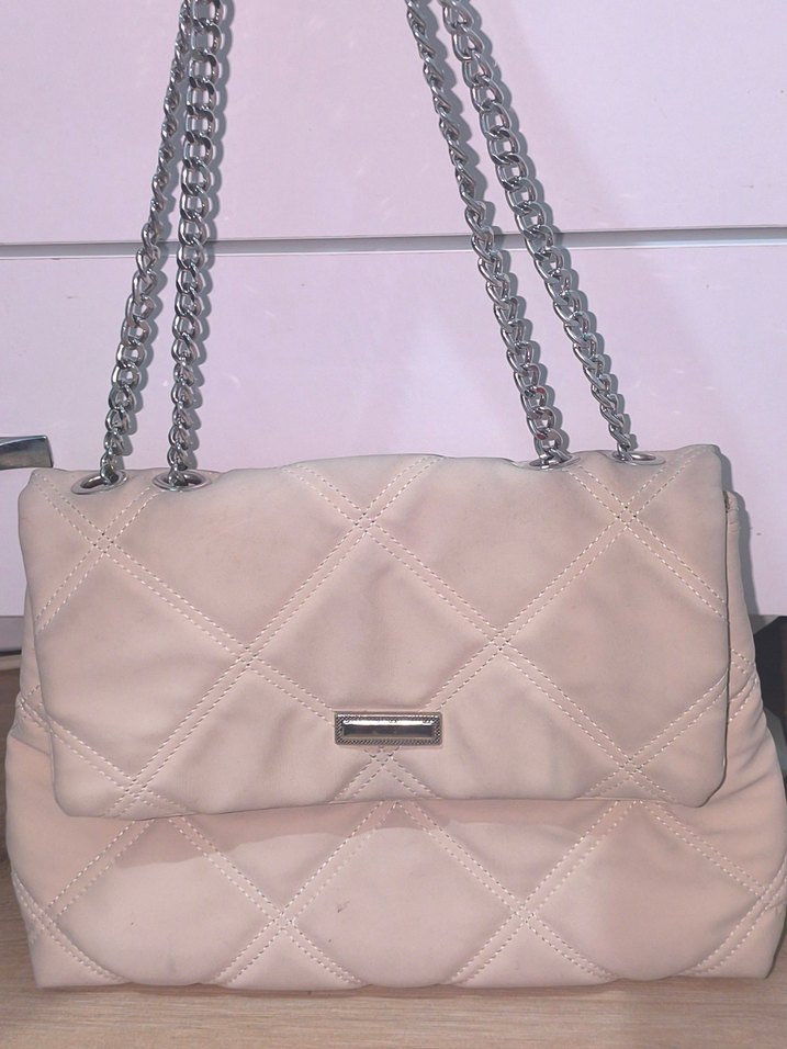 Bej Deri Kadın Çanta Tokalı Modern Klasik - Görsel 2