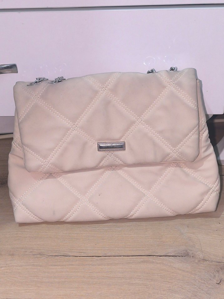 Bej Deri Kadın Çanta Tokalı Modern Klasik - Görsel 3