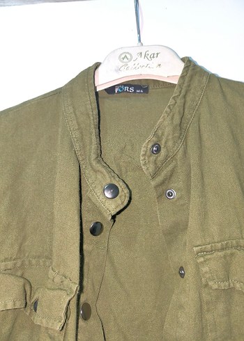 Düğmeli Kısa Haki Bohem Kadın Ceket - Görsel 2