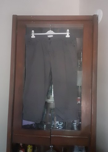 50 Beden Gri Kemerli Rahat Kesim Kadın pantolon