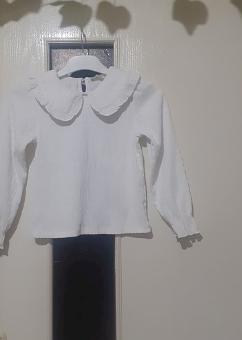 cottonKız Çocuk Fırfırlı Keten Beyaz Gömlek
