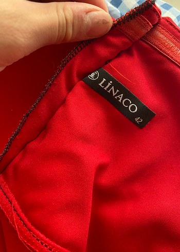 Kırmızı Drapeli V Yakalı Kadın Abiye Elbise - Görsel 7