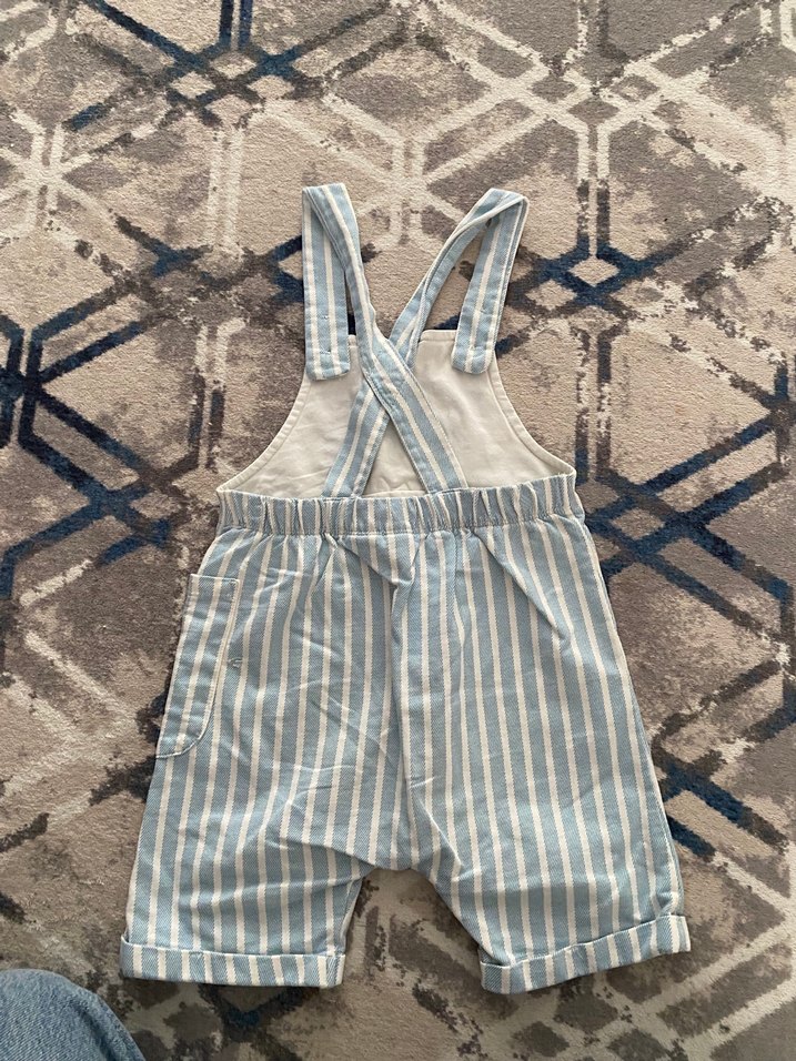 Erkek Çocuk Mickey Mouse Çizgili Askılı Tulum - Görsel 2