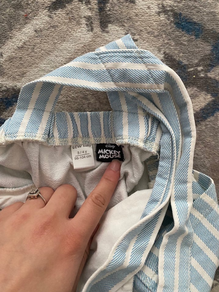 Erkek Çocuk Mickey Mouse Çizgili Askılı Tulum - Görsel 3