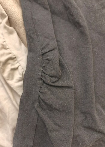 Siyah Beyaz Beli Büzgülü Vintage Tişört y2k - Görsel 4