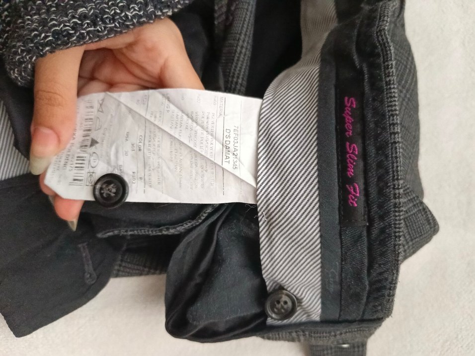 D'S Damat Çizgili Gri Erkek Normal Kesim Pantolon Slim Fit - Görsel 3