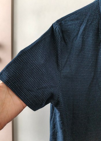 Desenli Erkek Lacivert Denim Polo Tişört - Görsel 4