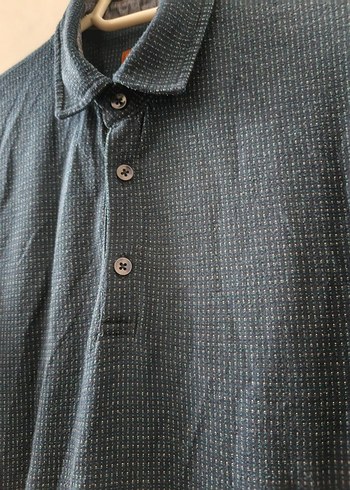 Desenli Erkek Lacivert Denim Polo Tişört - Görsel 3