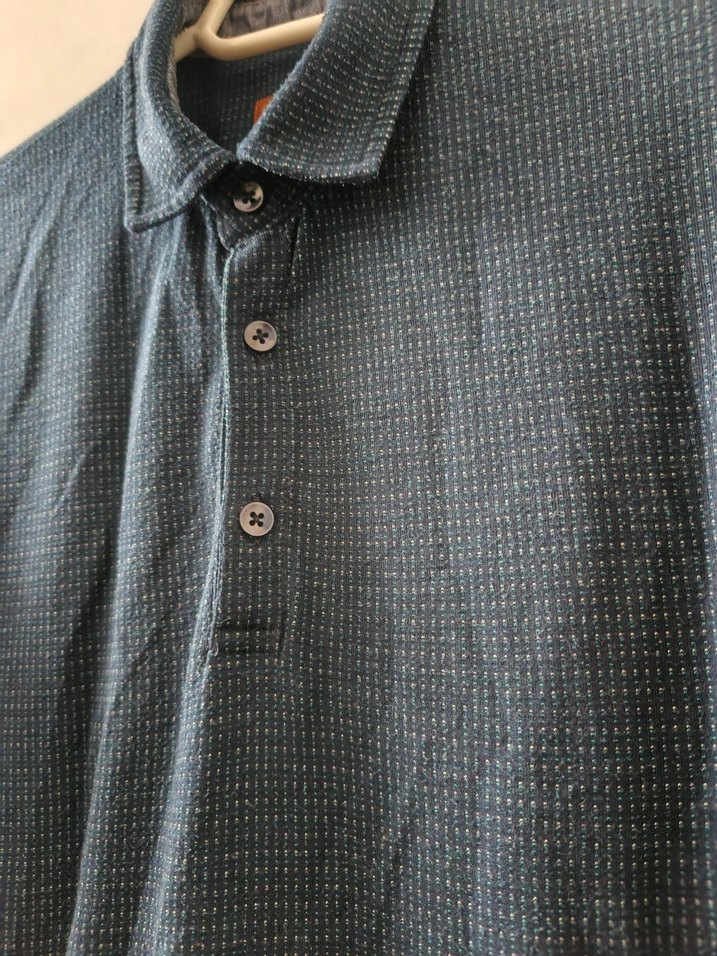 Desenli Erkek Lacivert Denim Polo Tişört - Görsel 3