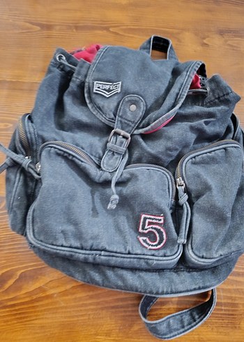 Gri Denim Kadın Sırt Çantası Tokalı