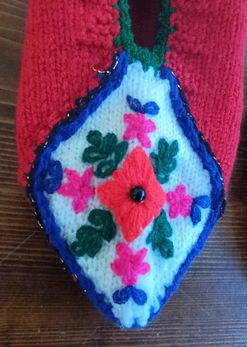 Nakışlı Renkli Örgü Kadın Terlik - Görsel 3