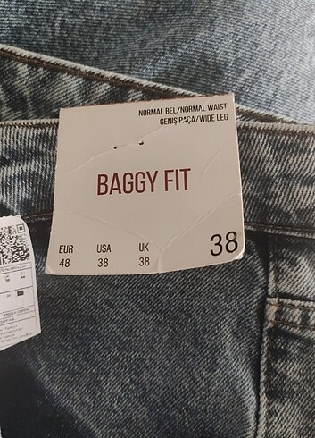 38 Beden Baggy Fit Kot Pantolon