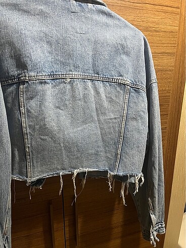 m Beden mavi Renk Zara crop kot ceket