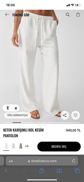 Stradivarius Keten Pantolon