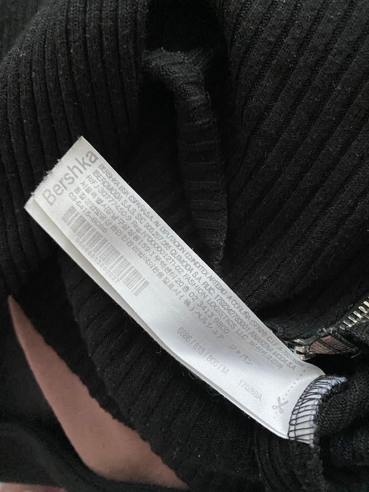 Bershka Siyah Fermuarlı Uzun Kollu Crop Top - Görsel 4