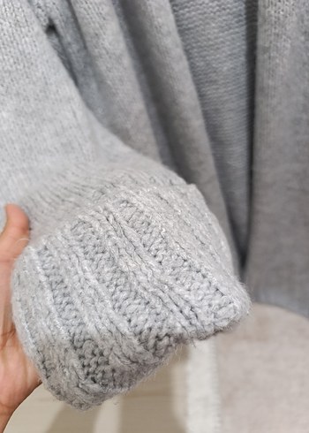 Gri Örgü Kadın Hırka, Rahat Kesim - Görsel 4