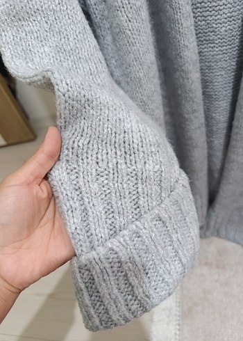 Gri Örgü Kadın Hırka, Rahat Kesim - Görsel 5