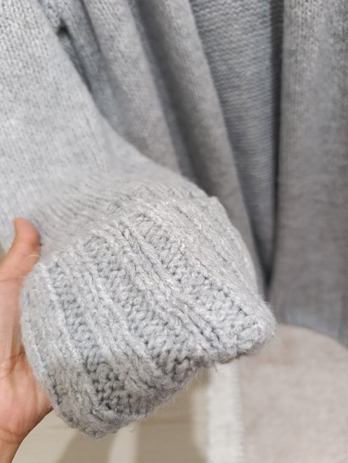 Gri Örgü Kadın Hırka, Rahat Kesim - Görsel 4