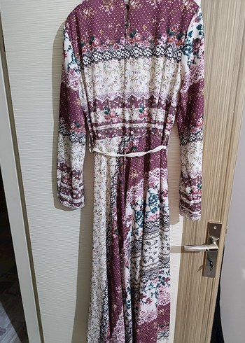 Bohem Çok Renkli Uzun Kollu Uzun Elbise - Görsel 8