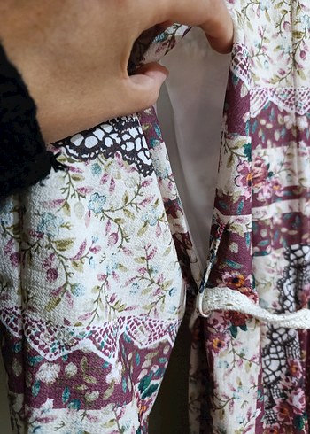 Bohem Çok Renkli Uzun Kollu Uzun Elbise - Görsel 6