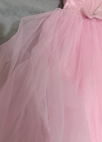 Kız Çocuk Pembe Tül gelinlik - Görsel 4