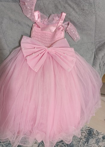 Kız Çocuk Pembe Tül gelinlik - Görsel 5