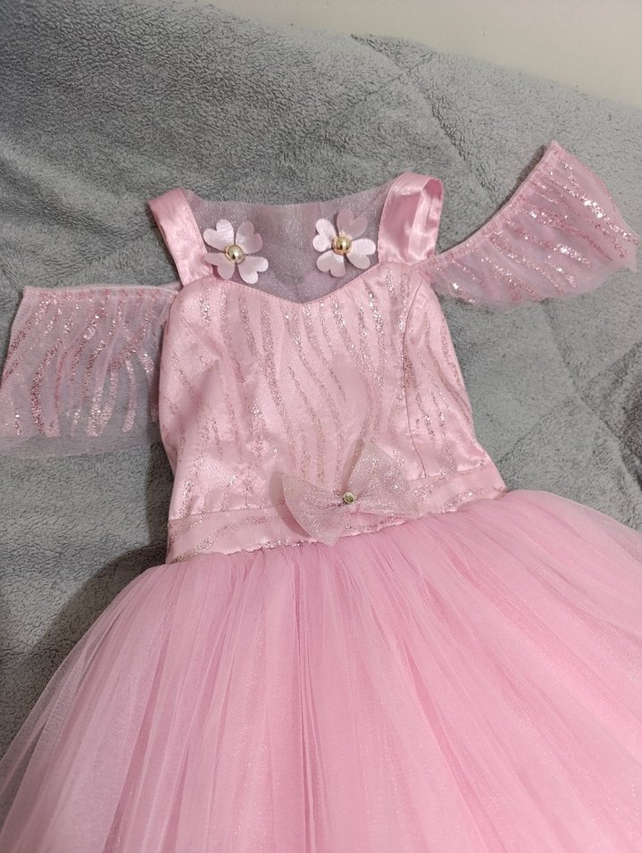 Kız Çocuk Pembe Tül gelinlik - Görsel 2