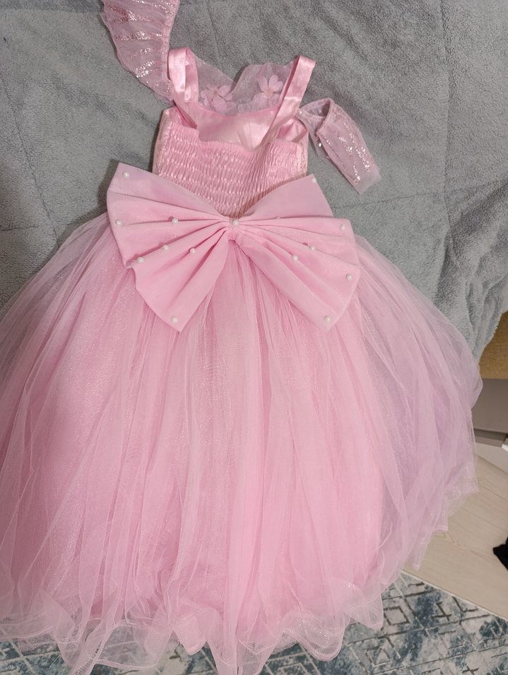 Kız Çocuk Pembe Tül gelinlik - Görsel 5