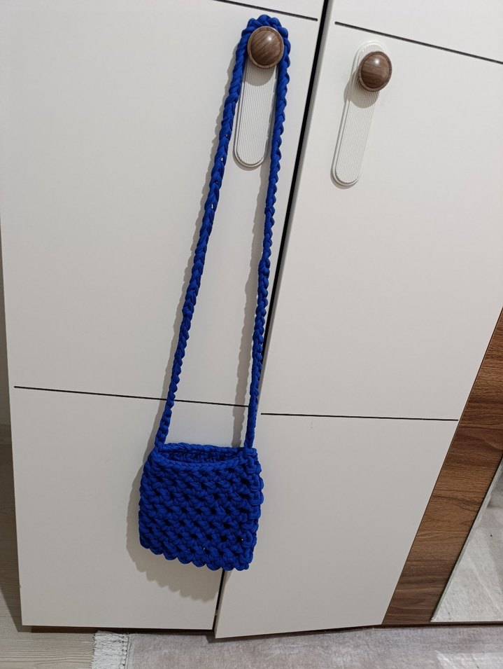 Mavi Örgü Kadın Çanta - Görsel 4