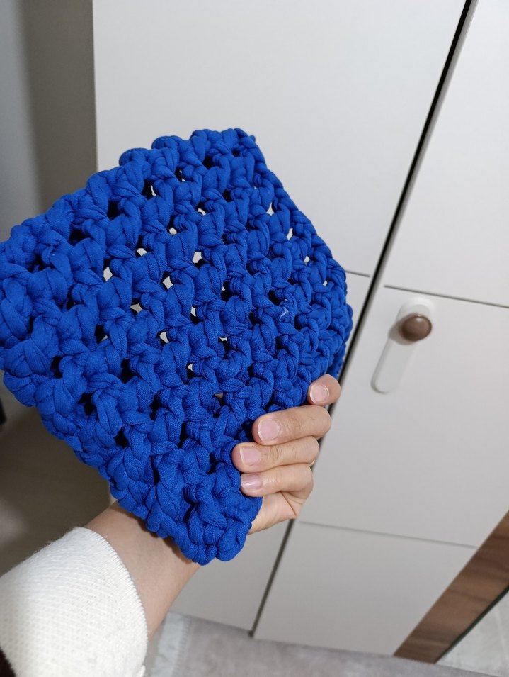 Mavi Örgü Kadın Çanta - Görsel 2