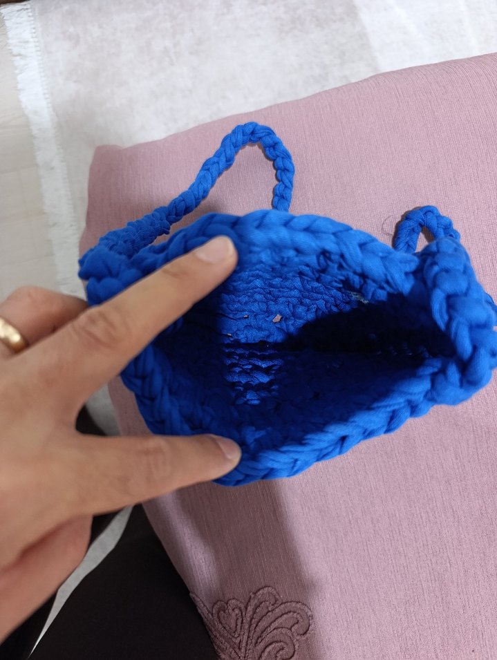 Mavi Örgü Kadın Çanta - Görsel 3