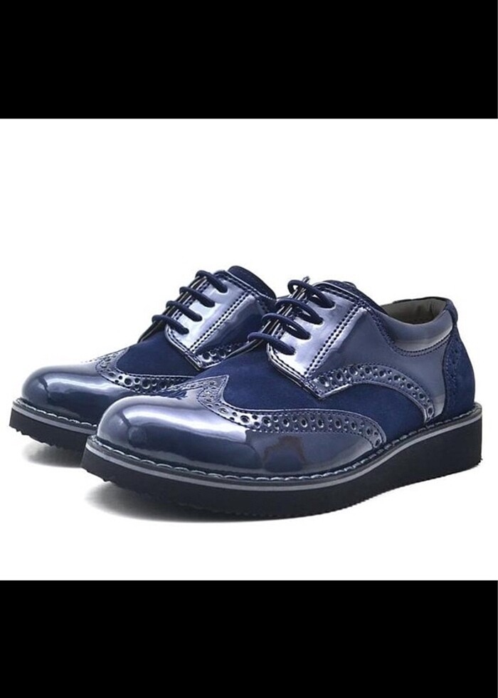 Klasik çocuk ayakkabı rugan ve süet - Görsel 2