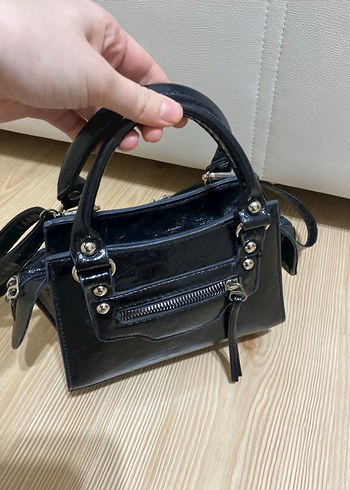 Siyah Deri Tokalı Kadın El Çantası - Görsel 3