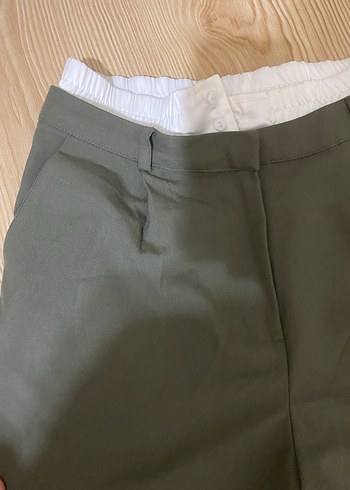 Kadın Rahat Kesim Haki Kumaş Pantolon - Görsel 2