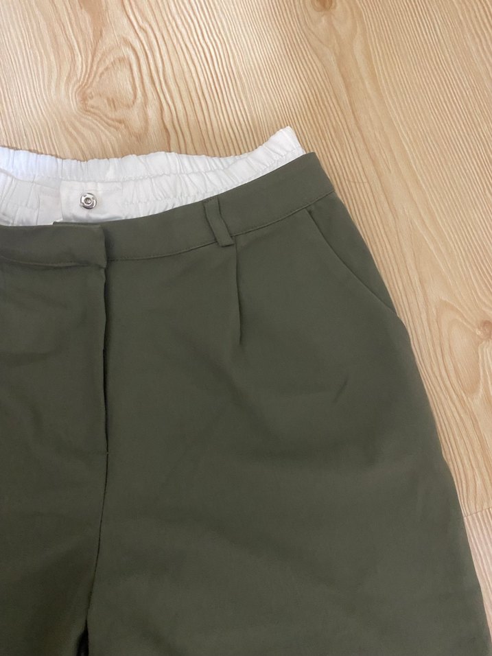 Kadın Rahat Kesim Haki Kumaş Pantolon - Görsel 3