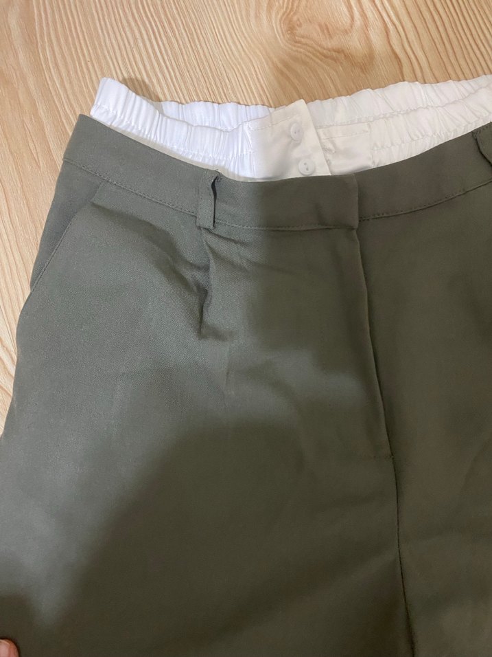 Kadın Rahat Kesim Haki Kumaş Pantolon - Görsel 2