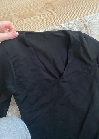 Siyah V Yaka Uzun Kollu Kadın Bluz - Görsel 2