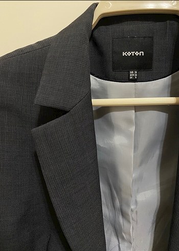 Gri Kadın Keten Blazer Ceket - Görsel 2