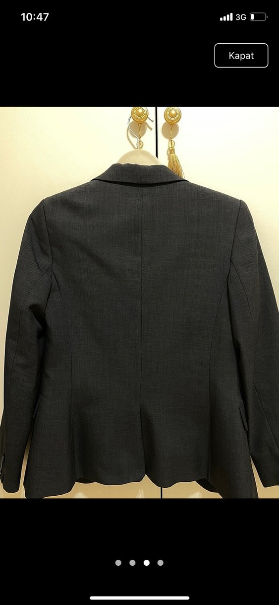 Gri Kadın Keten Blazer Ceket - Görsel 3