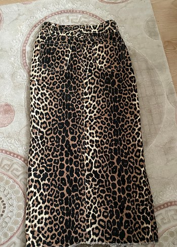 Kahverengi Leopar Desenli Uzun Kadın Etek - Görsel 3