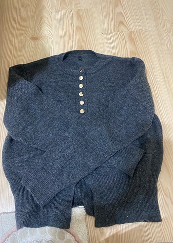 Gri triko hırka - Görsel 2